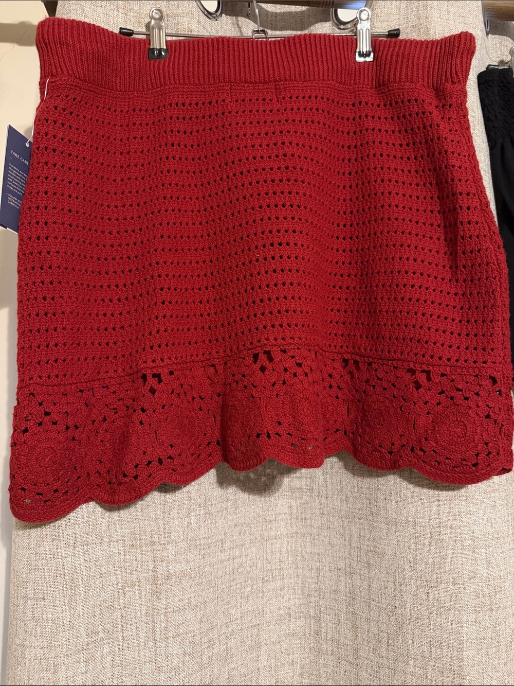 NWT Red Crochet Drawstring Skirt XL - Picture 3 of 3